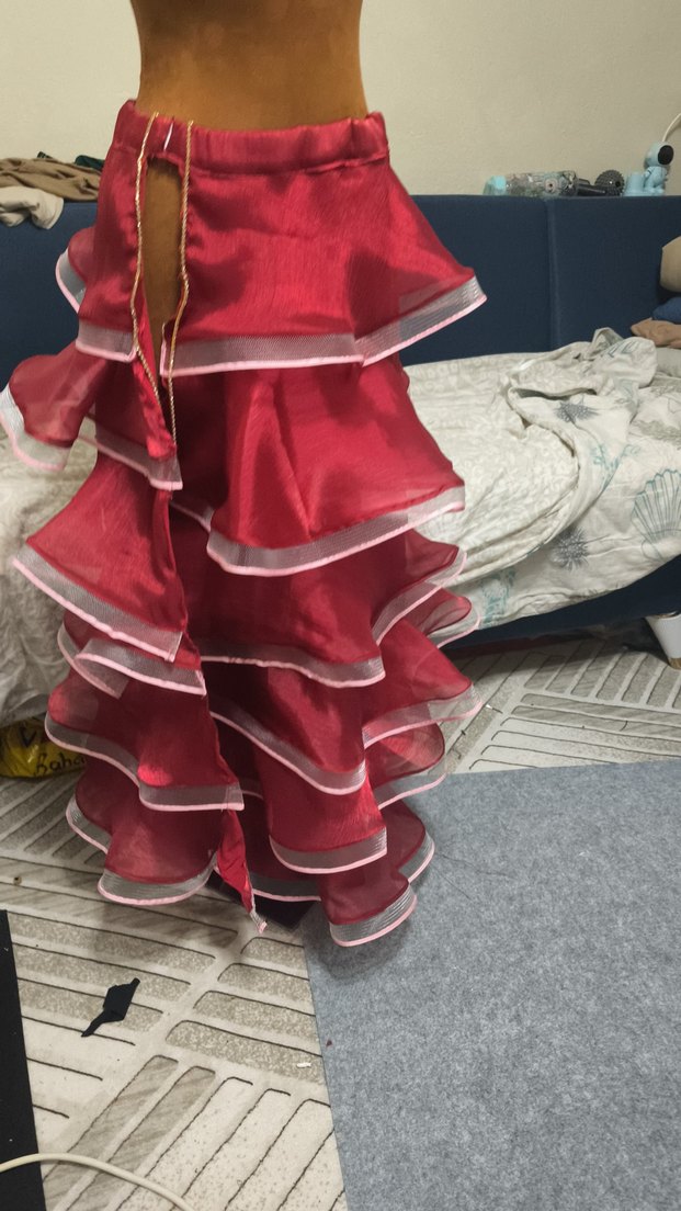 Bordo Fırfırlı dans eteği - Görsel 3