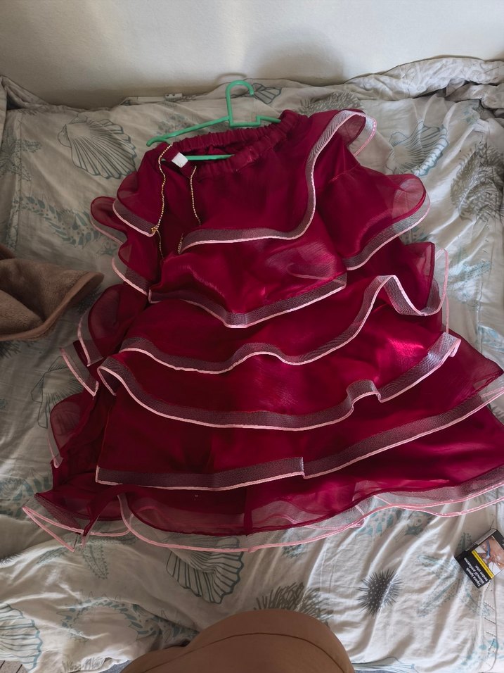 Bordo Fırfırlı dans eteği - Görsel 2