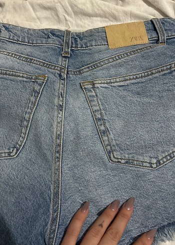 Kadın Mavi Mini Denim Şort - Görsel 3