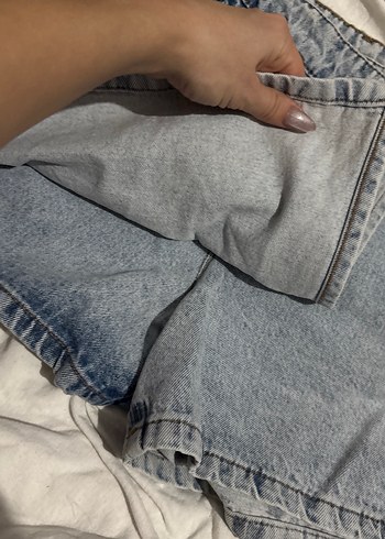 Kadın Gri Midi Denim Şort - Görsel 2