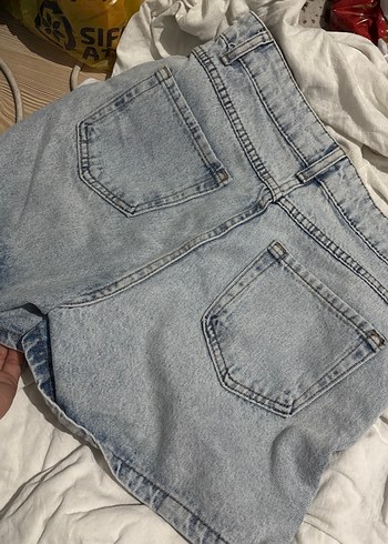 Kadın Gri Midi Denim Şort - Görsel 3