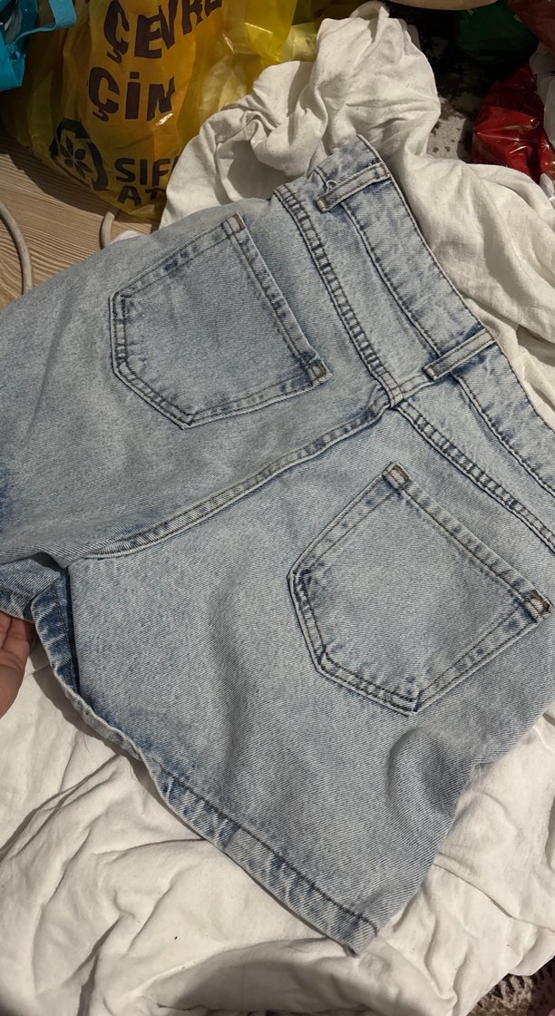 Kadın Gri Midi Denim Şort - Görsel 3