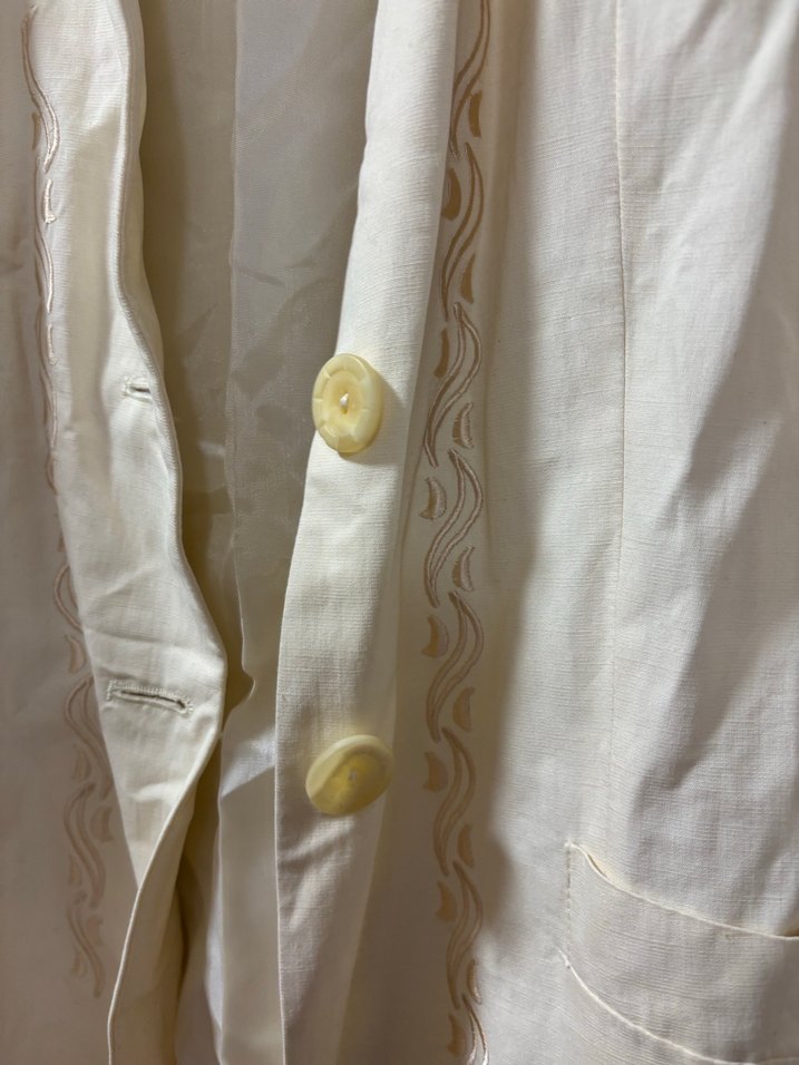 Beyaz Keten Kadın Blazer Ceket - Görsel 3