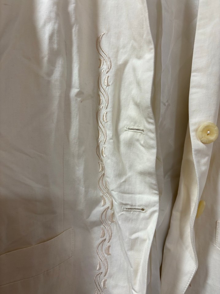 Beyaz Keten Kadın Blazer Ceket - Görsel 2