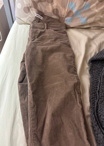 Kadın Kahverengi Kadife  Rahat Pantolon - Görsel 2