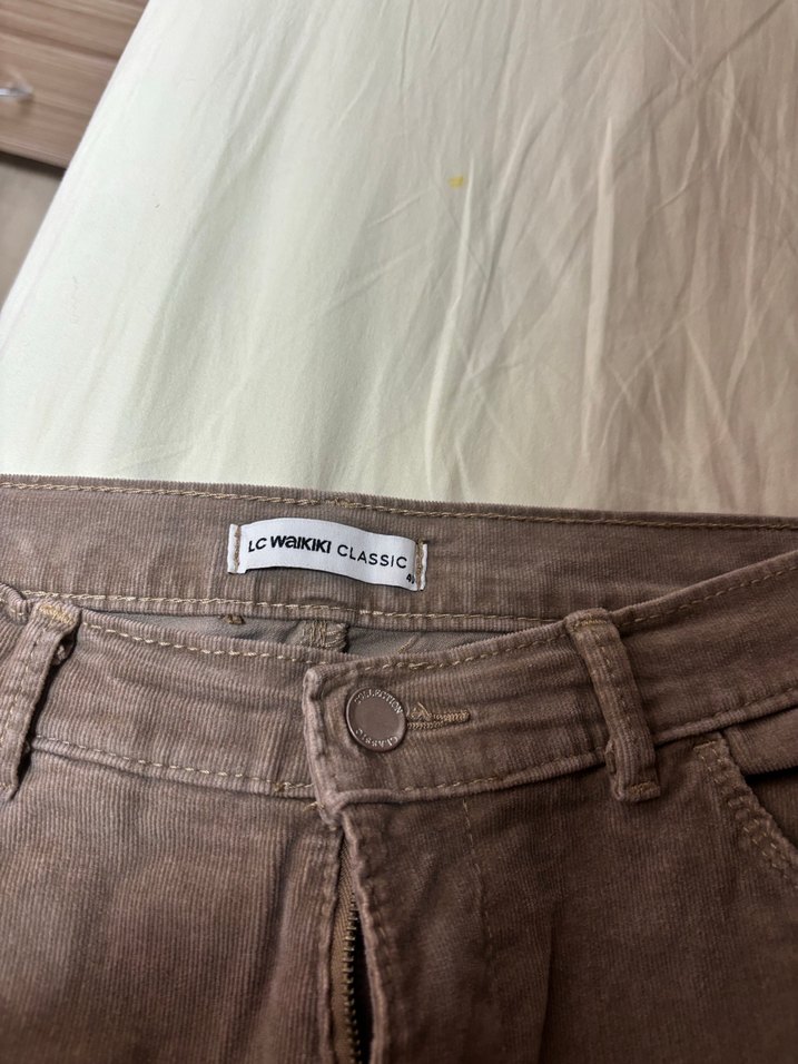 Kadın Kahverengi Kadife  Rahat Pantolon - Görsel 3