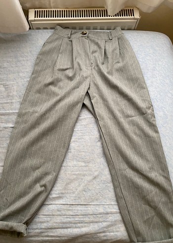 s Beden Düğmeli Gri Uzun Kollu Keten Kadın Blazer