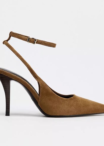 zara taba Süet topuklu ayakkabı