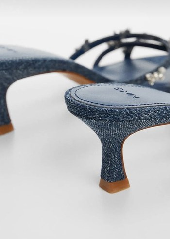 Mavi Denim Stiletto Topuklu Kadın Terlikler