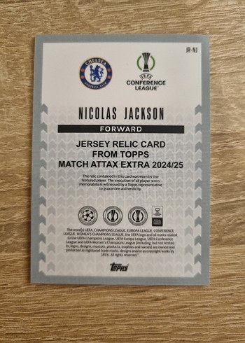 Match Attax Topps Jersey Relic Jackson Kartı - Görsel 2