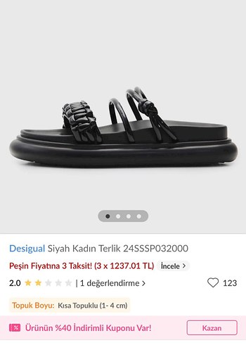 Desigual Siyah Kadın Platform Terlik