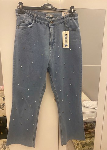 Mavi İnci Detaylı Düğmeli Kadın Jean - Görsel 5