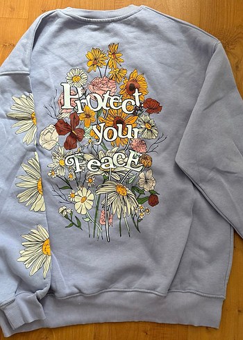 Lila Baskılı Kadın Sweatshirt oversize