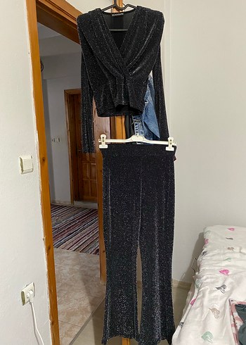 Siyah Drapeli Kadın Kumaş Pantolon