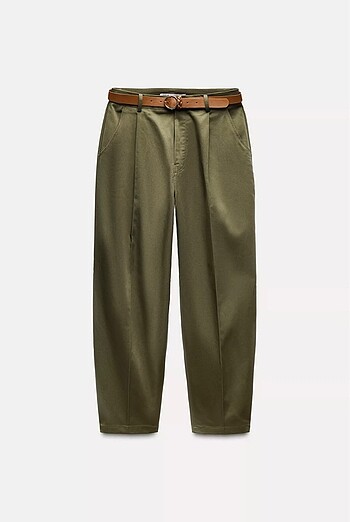 Zara Zara Bol Paça Kemerli Chino Pantolon