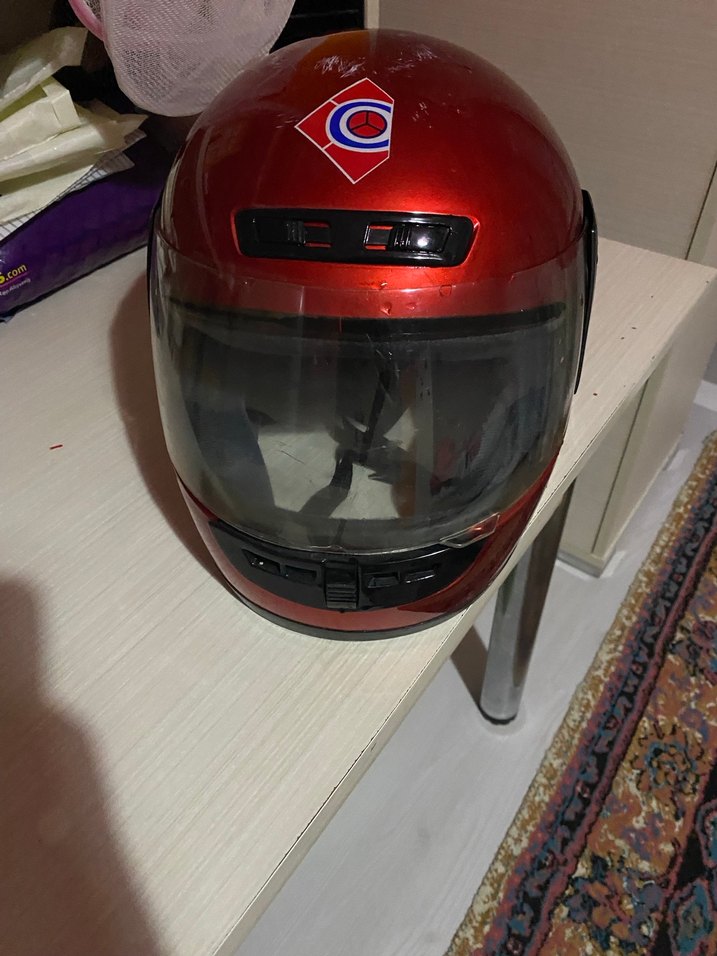 Parlak Kırmızı motor Kask - Görsel 2