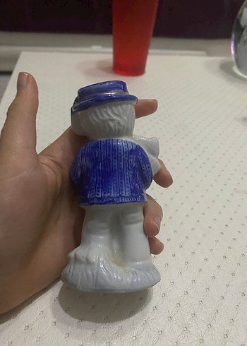 Mavi Detaylı Gri Seramik Figürin - Görsel 3