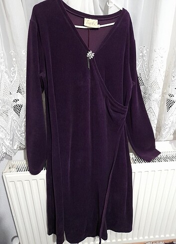 Mor kadife elbise - Görsel 2