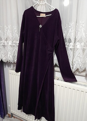 Mor kadife elbise - Görsel 4