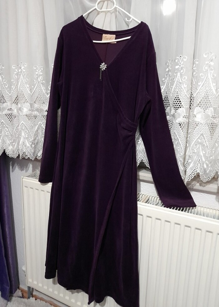 Mor kadife elbise - Görsel 4