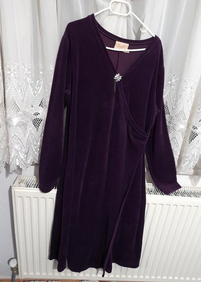 Mor kadife elbise - Görsel 5