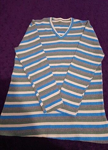 V yaka çizgili kazak - Görsel 4