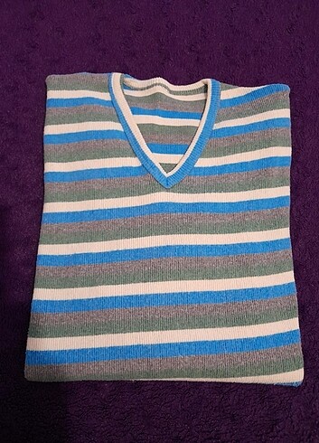 V yaka çizgili kazak - Görsel 6