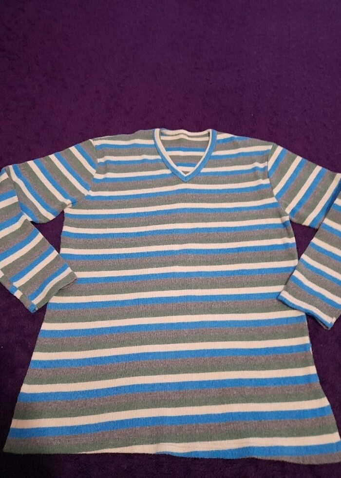 V yaka çizgili kazak - Görsel 3