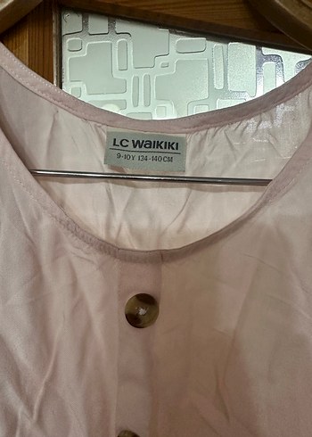 Pembe Keten Düğmeli Kolsuz Kız Yeleği - Görsel 2