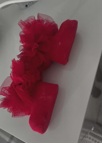 BeBe Kız Çocuk Kırmızı Tül Detaylı Çorap