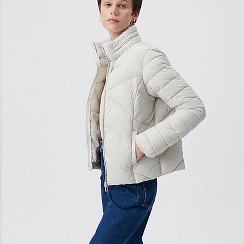 Mavi Jeans Mavi Dik Yaka Gri Şişme Mont