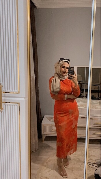 xl Beden turuncu Renk Tesettür elbise
