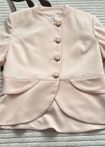 Pudra Pembe Düğmeli Kadın Blazer Ceket - Görsel 2