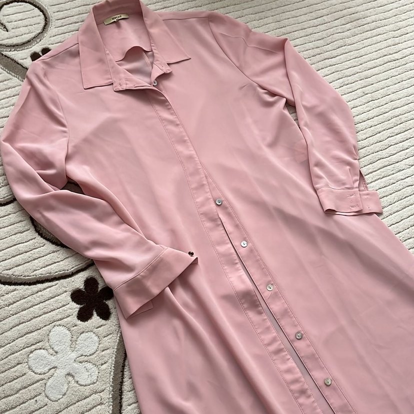 Pembe Uzun Kollu Düğmeli Kadın Tunik - Görsel 2