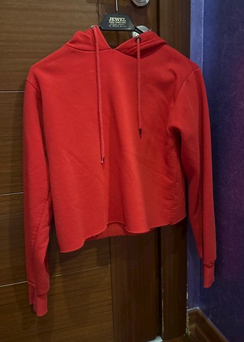 Kırmızı Kadın Kapüşonlu Sweatshirt