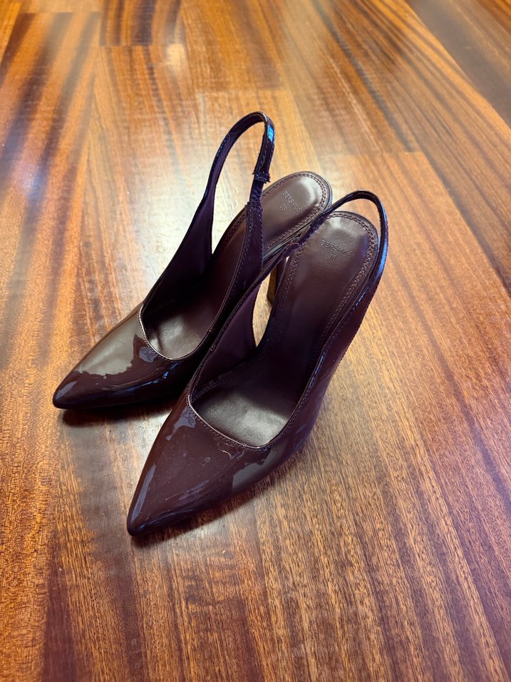 Kahverengi Tokalı Stiletto Kadın Ayakkabı - Görsel 3