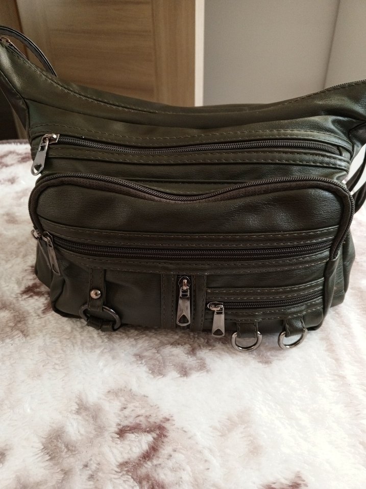 Kahverengi Deri Fermuarlı Kadın Çanta - Görsel 2