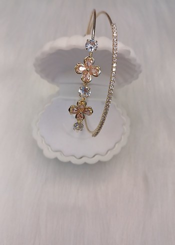 swarovski Altın Renkli Çiçekli Kadın Bileklik
