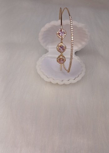 swarovski Pembe Payetli İşlemeli Kadın Bileklik