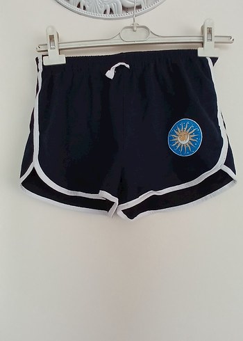 Diğer Mavi Düğmeli Mini Şort