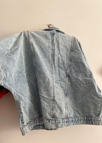 l Beden mavi Renk Düğmeli Mavi Kadın Denim Ceket