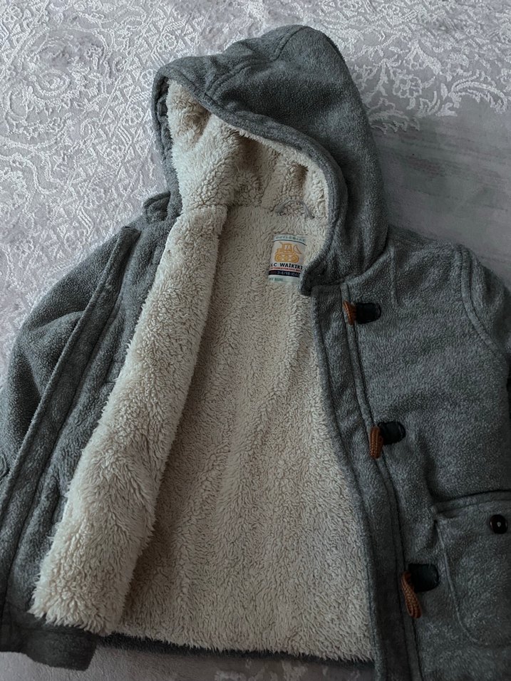 Düğmeli Gri Erkek Çocuk Kabanı - Görsel 2