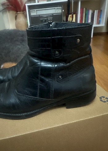 Siyah Deri Tokalı Erkek Bot - Görsel 4