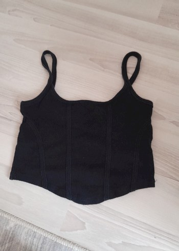 Diğer Siyah İnce Askılı Crop Top