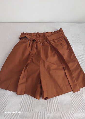 Diğer Kadın Kahverengi Kemerli Yüksek Bel Mini Şort