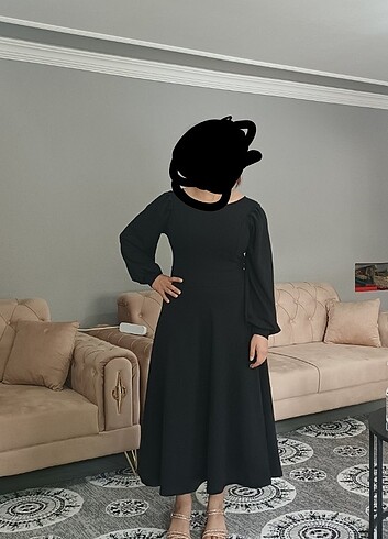 m Beden Siyah krep kumaş elbise