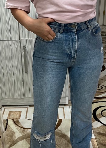 Mavi Batik Desenli Kadın Kot Pantolon