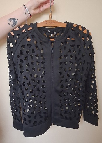 Siyah Dantel Desenli Goth Kadın Ceket - Görsel 3