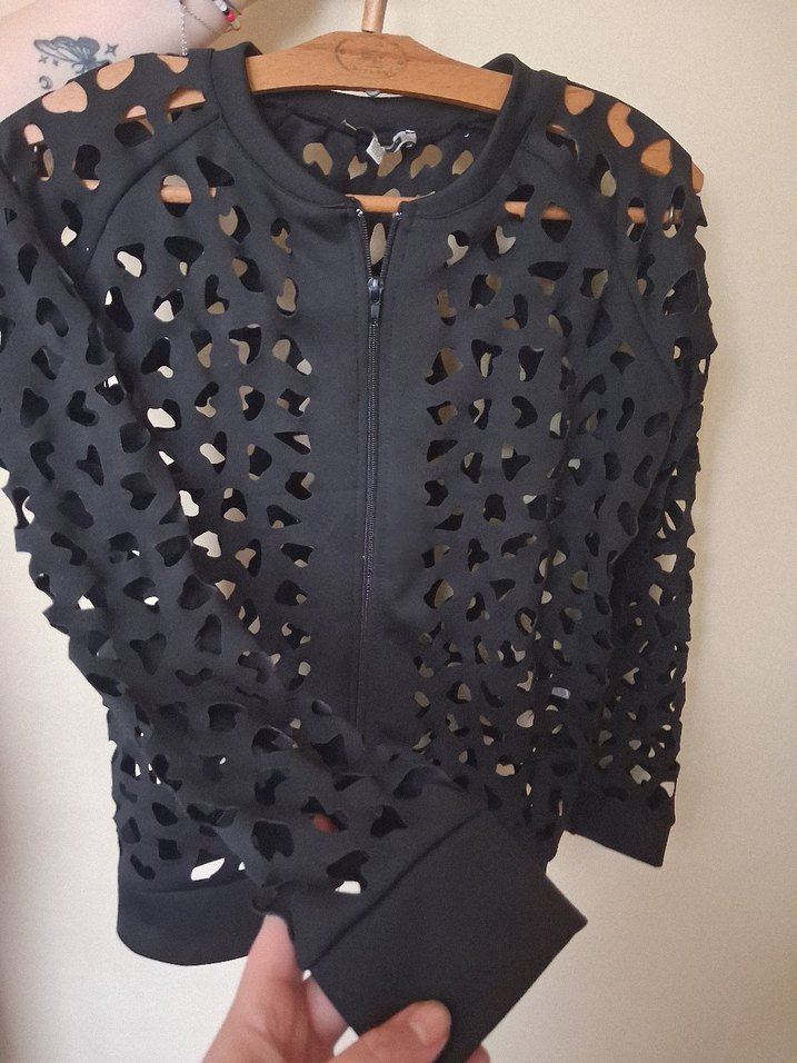 Siyah Dantel Desenli Goth Kadın Ceket - Görsel 5