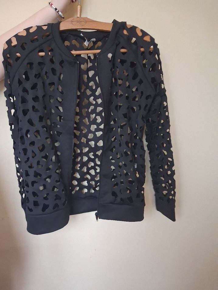 Siyah Dantel Desenli Goth Kadın Ceket - Görsel 2